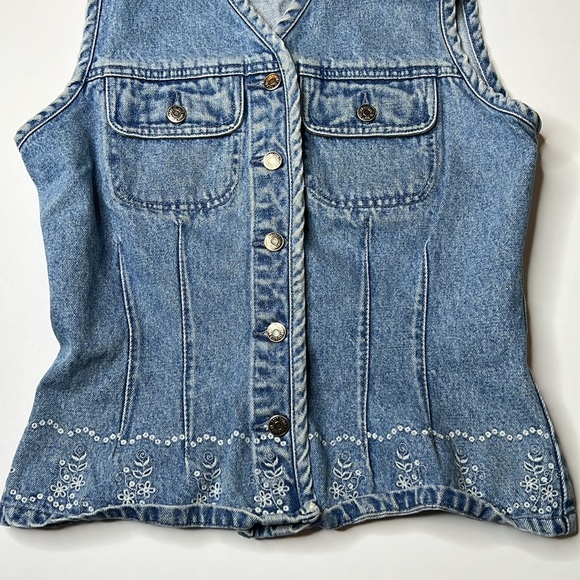 Vintage Liz Wear, Liz Claiborne Blue Denim Vest Sz Sm - Picture 2 of 9